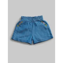 Ed-a-Mamma Infant Girls Blue Denim Embroidery Shorts-picture-46
