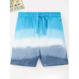 Ed-a-Mamma Kids Blue & White Cotton Printed Shorts-picture-30