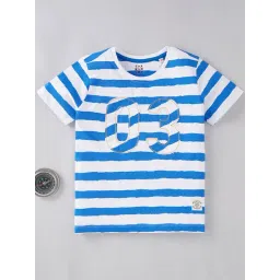 Ed-a-Mamma Kids Blue & White Cotton Striped T-Shirt-picture-29