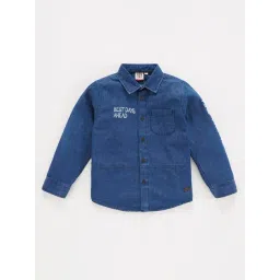 Ed-a-Mamma Kids Dark Blue Solid Full Sleeves Shirt-picture-13