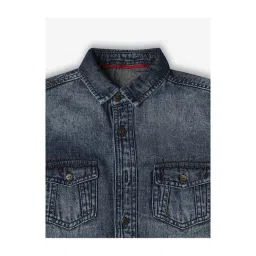 Ed-a-Mamma Kids Dark Blue Solid Shirt image 3