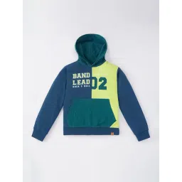 Ed-a-Mamma Kids Green & Blue Cotton Printed Full Sleeves Hoodie-picture-23