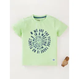 Ed-a-Mamma Kids Light Green Printed T-Shirt-picture-35