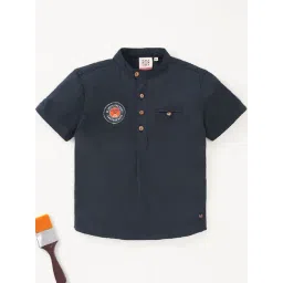 Ed-a-Mamma Kids Navy Cotton Applique Shirt-picture-34