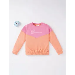 Ed-a-Mamma Kids Pink & Peach Color Block Full Sleeves Sweatshirt-picture-42