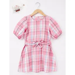 Ed-a-Mamma Kids Pink Cotton Chequered Dress-picture-20