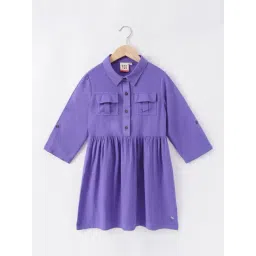 Ed-a-Mamma Kids Purple Cotton Regular Fit Full Sleeves Dress-picture-17