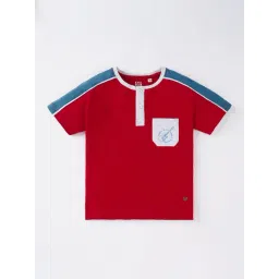 Ed-a-Mamma Kids Red & Blue Cotton Printed T-Shirt-picture-28