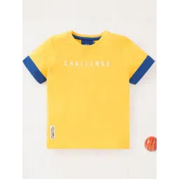 Ed-a-Mamma Kids Yellow & Blue Cotton Printed T-Shirt-picture-36