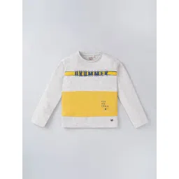 Ed-a-Mamma Kids Yellow & Grey Cotton Printed Full Sleeves T-Shirt-picture-40