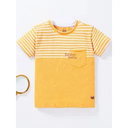 Ed-a-Mamma Kids Yellow Cotton Striped T-Shirt-picture-35