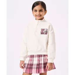 Ed-a-Mamma Knitted Knit Full Sleeves Girl Text Embroidered Light Winter Sweatshirt - Off White-picture-13