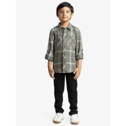 Ed-a-Mamma Olive Cotton Regular Checks Shirt-picture-23