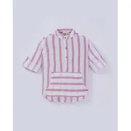 ed-a-mamma Striped Cotton Shirt with Roll-Up Sleeves-picture-36