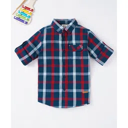 Ed-a-Mamma Sustainable Full Sleeves Checks Shirt - Red-picture-10