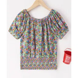 Ed-a-Mamma Sustainable Rayon Half Sleeves Floral Printed Balloon Top - Multicolour-picture-25