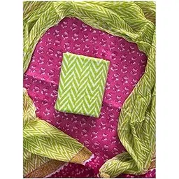 eddika women's unstitched hand block printed pure cotton suit set with chiffon dupatta kurta-picture-21