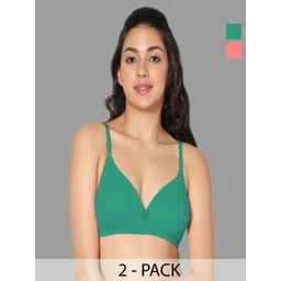 Eden Pack of 2 Medium Coverage Seamless Cotton T-shirt Bra-image-37