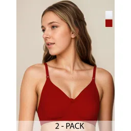 Eden Pack Of 2 Non Wired Soft Padded Full Coverage Lightly Padded Bra-image-23