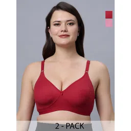 Eden Pack of 2 Solid Full Coverage Lightly Padded Seamless Non Wired T-shirt Bra-image-15