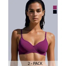 Eden Pack Of 2 Underwired Medium Coverage Lightly Padded Back Closure Bra-image-2