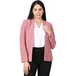 edenryd Women's Dusty Pink Knit Blazer – Stylish Notch Lapel, Polyester Spandex, Comfortable Premium Fabric-picture-23