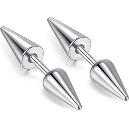 edgda Punk Rock Stainless Steel Double Side Spike Rivet Stud Earrings-picture-30