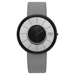 Titan Edge UltraSlim Quartz Analog Grey Dial Grey Leather Strap Watch For Men-image-26