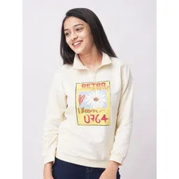edheads Girls Off White Printed Cotton Sweatshirt image 1