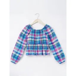Edheads Kids Blue & Pink Cotton Chequered Full Sleeves Top-picture-37