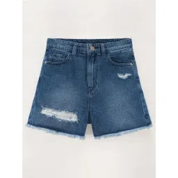 Edheads Kids Blue Cotton Distressed Shorts-picture-44