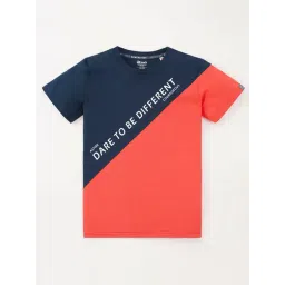 Edheads Kids Navy & Baby Pink Cotton Color Block T-Shirt-picture-33