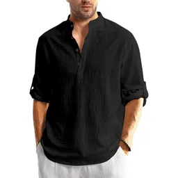 Edin Men Black Cotton Kurtas-picture-26