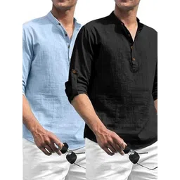 Edin Men Cotton Solid Kurtas-picture-12