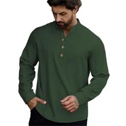 Edin Men Green Cotton Solid Kurtas-picture-23