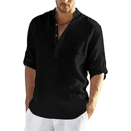 edin wolf Black Color Cotton Solid Casual Slim Fit Mandarin/Chinese Collor Short Kurta for Men-picture-11