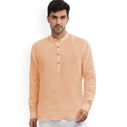 EdinWolf Band Collar Roll-Up Sleeves Cotton Straight Short Kurta-picture-37