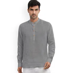 EdinWolf Band Collar Roll-Up Sleeves Pure Cotton Straight Short Kurta-picture-20