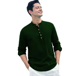 EdinWolf Band Collar Roll-Up Sleeves Straight Short Kurta-picture-31