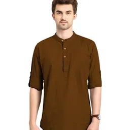 EdinWolf Men Solid Daily Cotton Short Kurta-picture-23