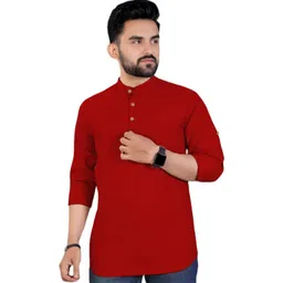 EdinWolf Men Solid Daily Cotton Short Kurta-picture-34