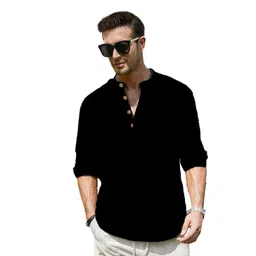 EdinWolf Round Neck Roll-Up Sleeves Pathani A-Line Short Kurta-picture-23