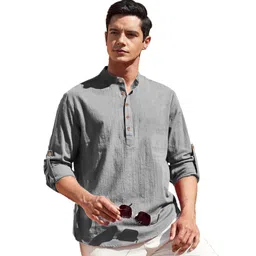 EdinWolf Round Neck Roll-Up Sleeves Straight Short Kurta-picture-20