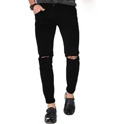 editlook Men's Slim Fit Distressed Black Jeans-G-picture-44