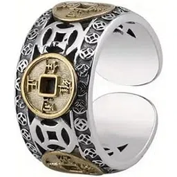 edmiria Five Emperor Money Ring, Chinese Feng Shui Coins For Fortune And Success Ring, Retro Punk Rock Trend Couples Ring, Unisex Attract Wealth Money And Good Luck Ring - Adjustable-picture-10