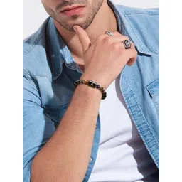 EDMIRIA Gold-Toned Wood Elasticated Bracelet image 3