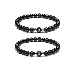 EDMIRIA Unisex Set Of 2 Initial Letter Ceramic Artificial Beads Elasticated Bracelet-picture-22