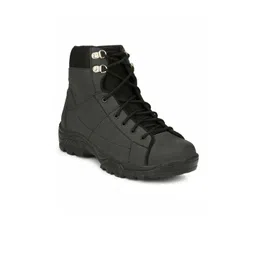 Eego Italy Men Black Solid Leather Mid-Top Trekking Shoes-picture-18