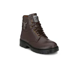 Eego Italy Men Brown Solid Synthetic Mid-Top Flat Boots-picture-20