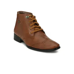 Eego Italy Men Tan Solid Synthetic Mid-Top Flat Boots-picture-30